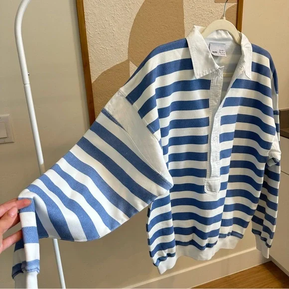 Light Blue & White Striped Rugby Sweater - Picture 3 of 4